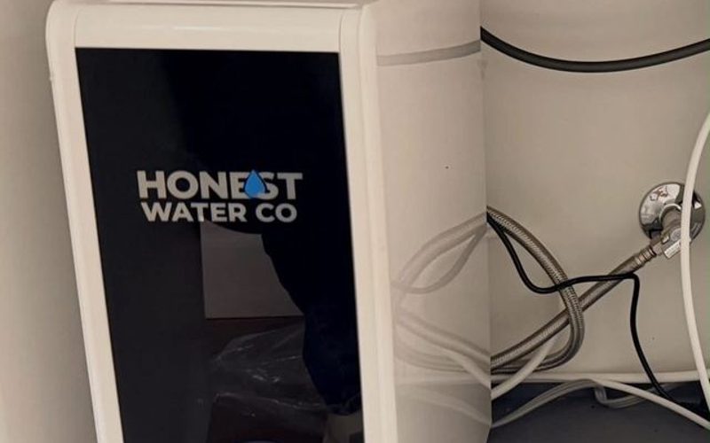 Honest Water Co reverse osmosis drinking water system installed under a kitchen sink