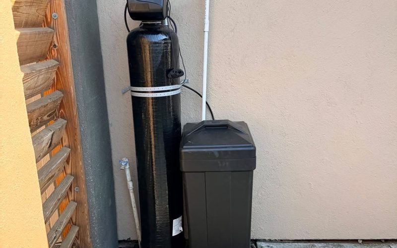 Water softener installed outside a Fresno home
